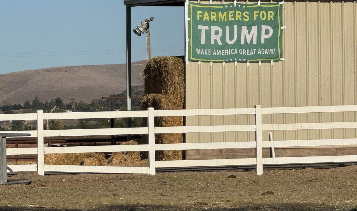 Nearly a month after the November election, a large Trump banner was visible to passing motorists in Nipomo, California.