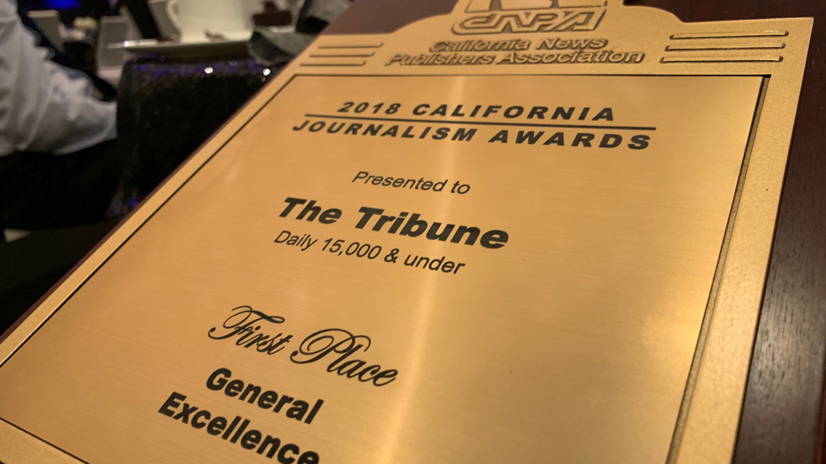 The Tribune won first place for general excellence at the California Journalism Awards on Saturday night, one of 24 overall awards.
