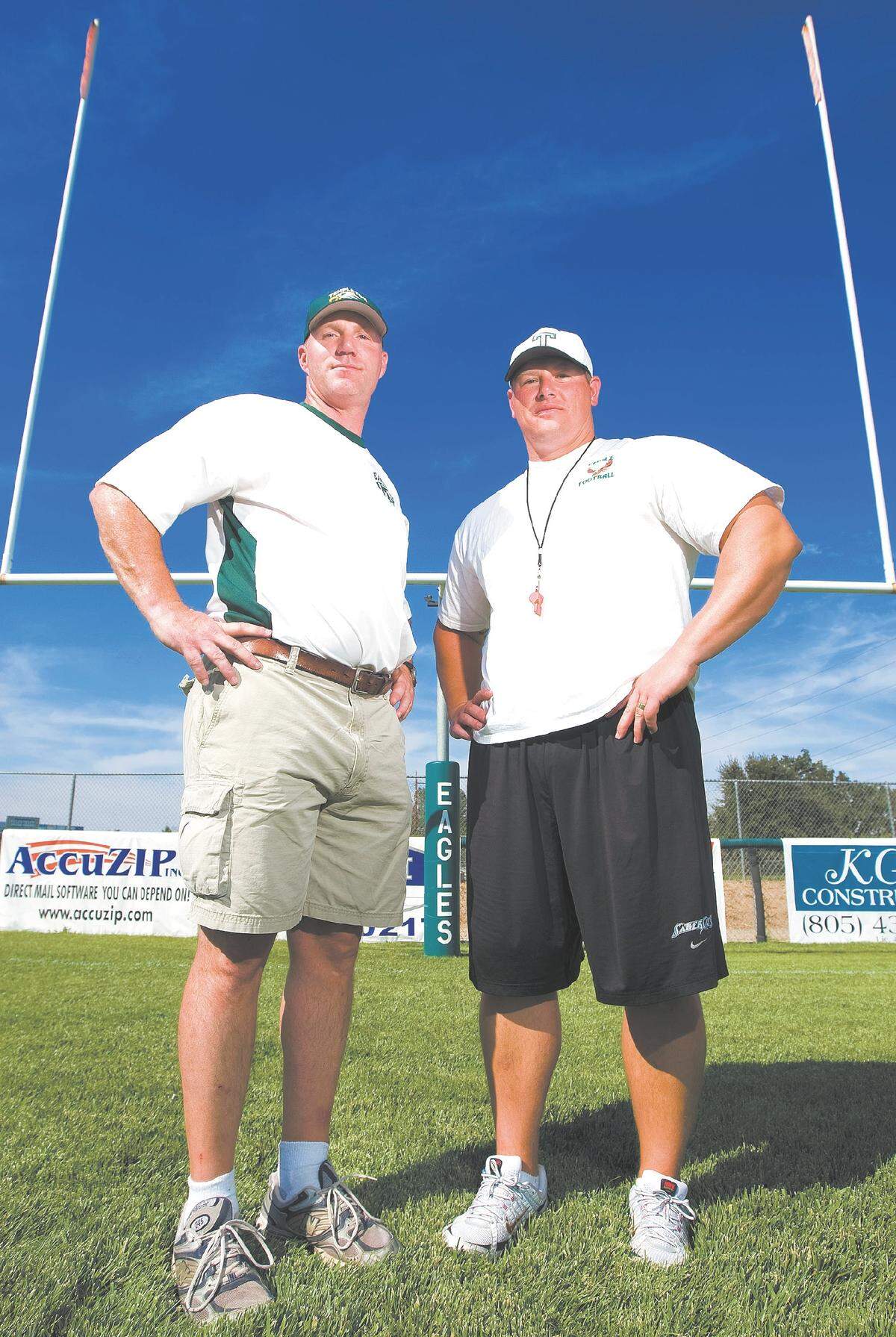 Dan Loney, right, replaced Dave Harper as Templeton High’s head football coach in 2011.