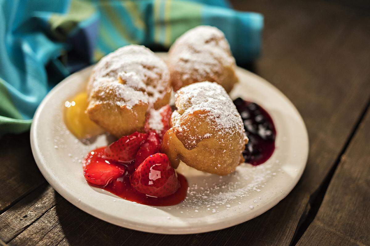 One of the most popular and easily identifiable Southern specialties at Huckleberry’s Breakfast & Lunch restaurants are these beignets.