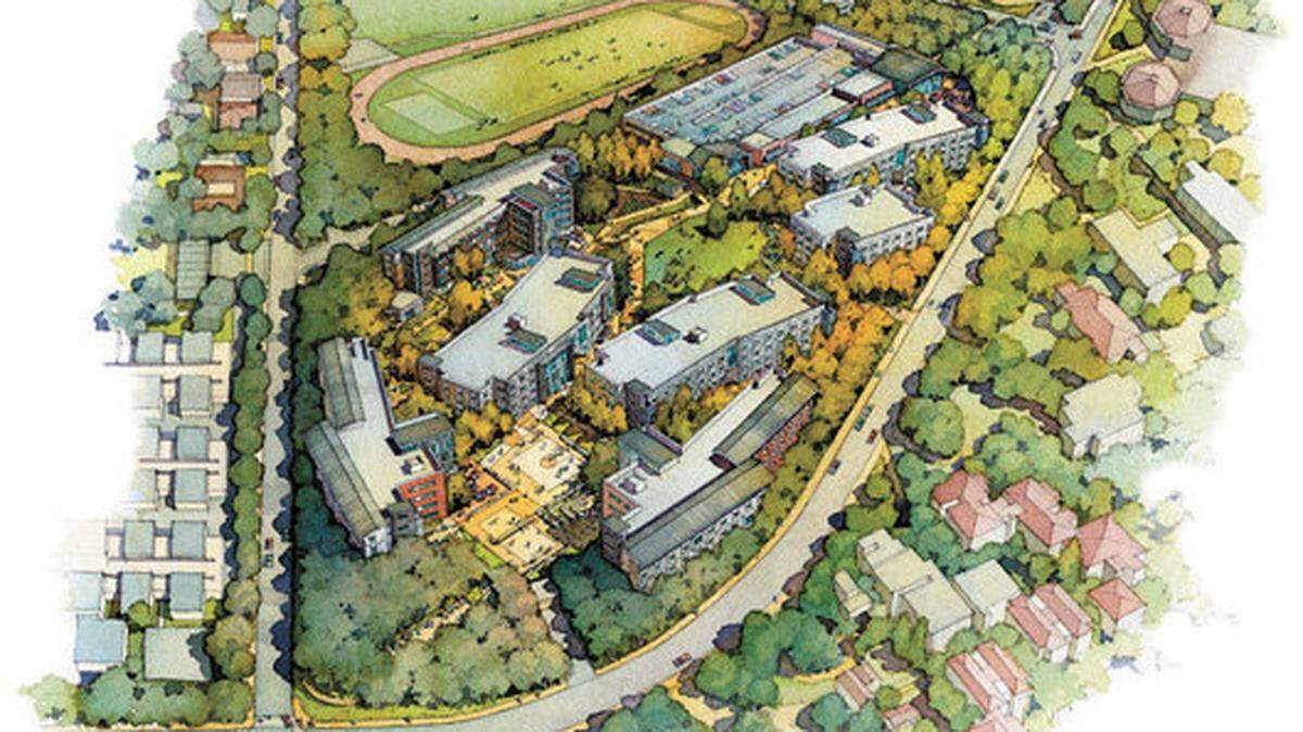 Here's a rendering of the proposed student housing project at Cal Poly.