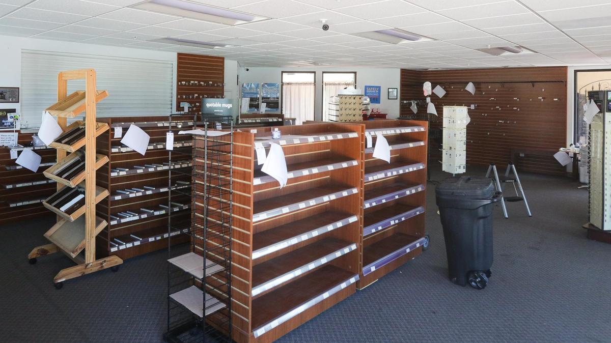 Morro Bay Drug & Gift closed on Morro Bay Boulevard, as seen in a photo from April 6, 2022. The store is cleaned out, a for-rent sign is in the window and instructions direct customers that their prescriptions can now be filled at Rite Aid on Quintana Road.
