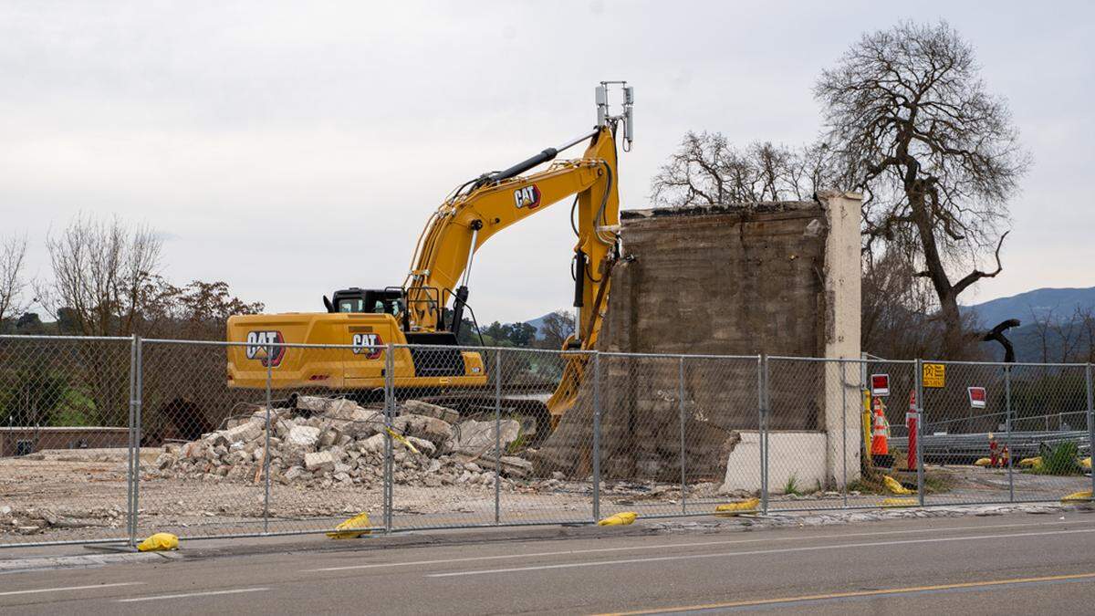 The final parts of the Templeton Feed & Grain building in Templeton were demolished on Monday, Feb. 9, 2026. The building was destroyed in a fire on the Fourth of July in 2025.