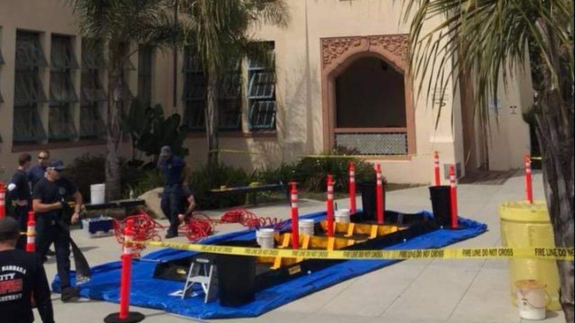 A teacher suffered burns after a sulfuric acid spill at La Cumbre Junior High School in Santa Barbara on Monday.