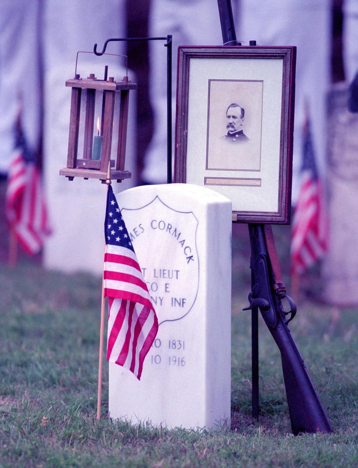 The San Luis Obispo grave of James Cormac, a Civil War veteran, was decorated by a descendant, Don Barba.