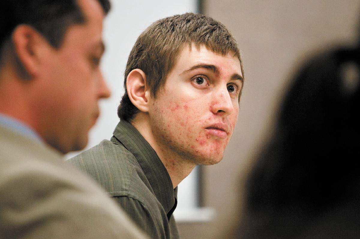 Andrew Downs listens to the closing arguments during the final day of his trial in 2013. Downs was found not guilty by reason of insanity for killing sisters Beverly Reilly and Kathy Yeager at Santa Margarita Ranch on Christmas Day 2010.