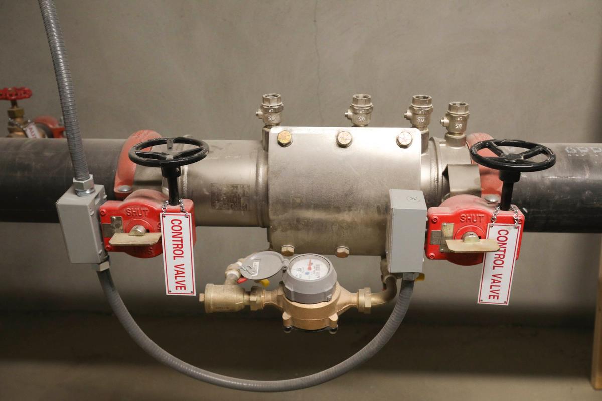 New fire prevention water risers were installed in the basement of the Anderson Hotel Apartments as part of its renovation, seen here on Sept. 16, 2024.