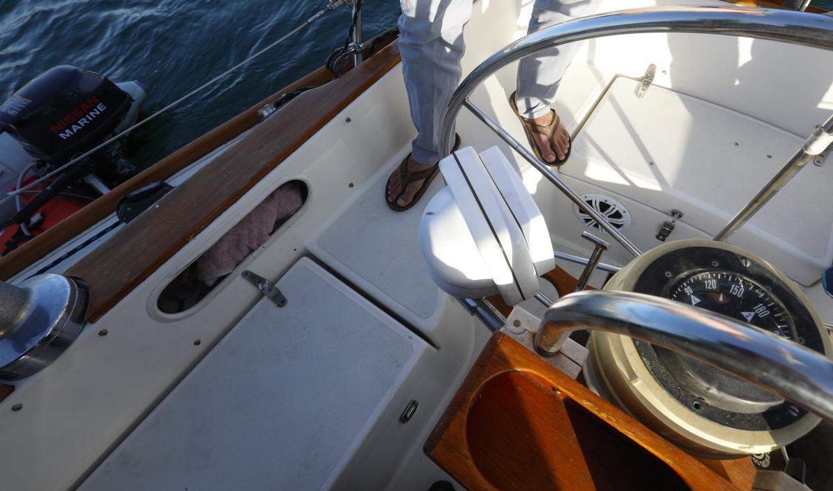 Spencer Waterman, a young professional who works in San Luis Obispo, lives part time on his 34-foot sailboat in the Morro Bay Harbor.