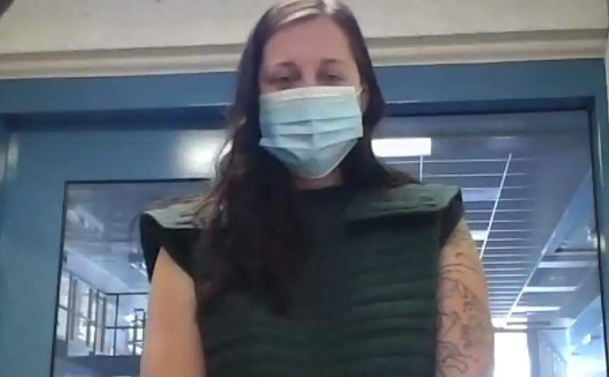 Skylar Marshall of Paso Robles appears via Zoom from County Jail in an arraignment July 22, 2020, on a charge of murder for the shooting death of her husband in San Luis Obispo.