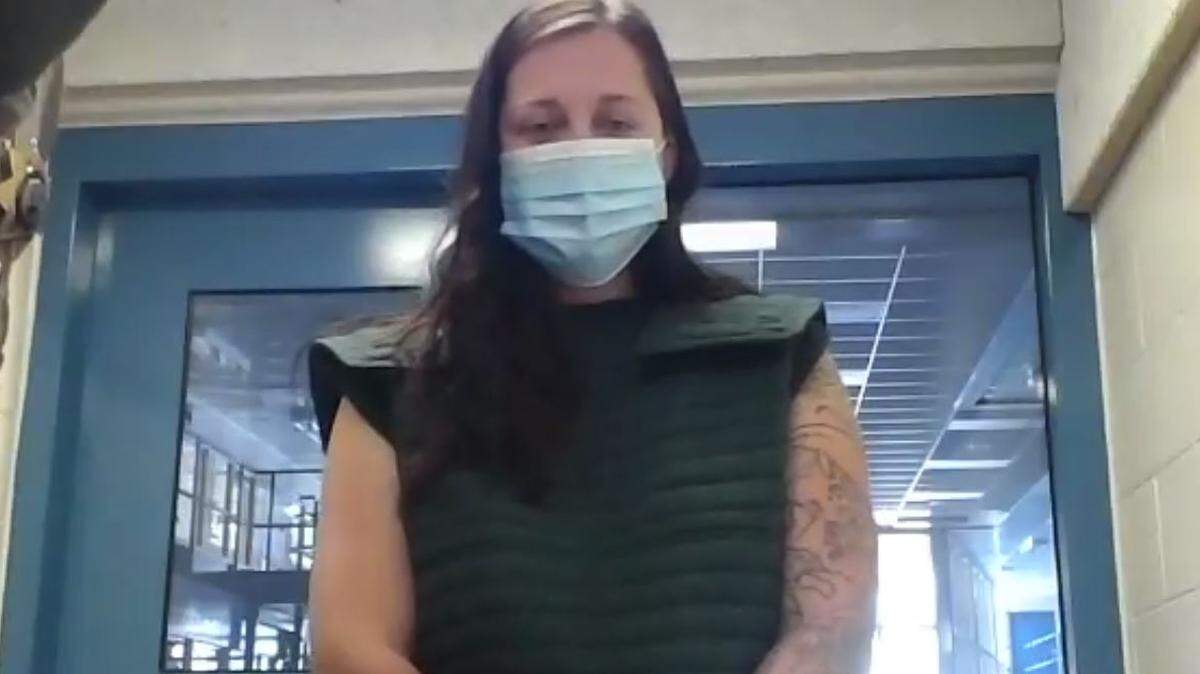 Skylar Marshall of San Luis Obispo appears via Zoom from San Luis Obispo County Jail in an arraignment July 22, 2020, on a charge of murder for the shooting death of her husband.