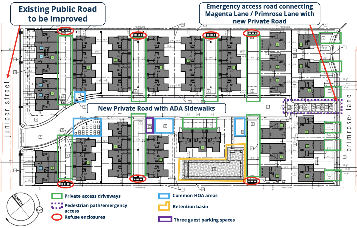 A new housing development planned at 665 Juniper St. in Nipomo gained the county Planning Commission’s support on Thursday, Oct. 23, 2025. The project will consist of 55 homes, of which five are affordable, along with nine Junior Accessory Development Units