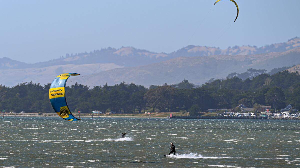 Kite Surfers in Bodega Bay.