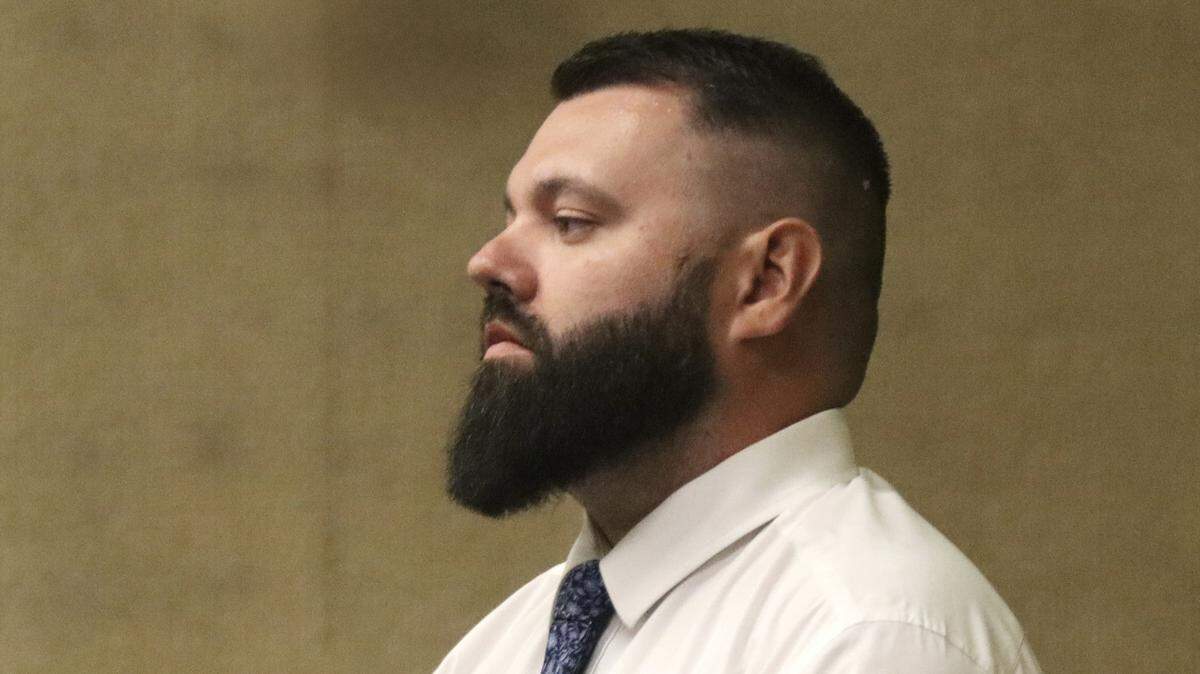 Robert Vasquez, seen here at a hearing in San Luis Obispo Superior Court on May 4, 2026, was sentenced to four years and four months in prison for embezzling around $485,000 from Scott O’Brien Fire and Safety, where he worked as an executive employee from 2019 to 2023.