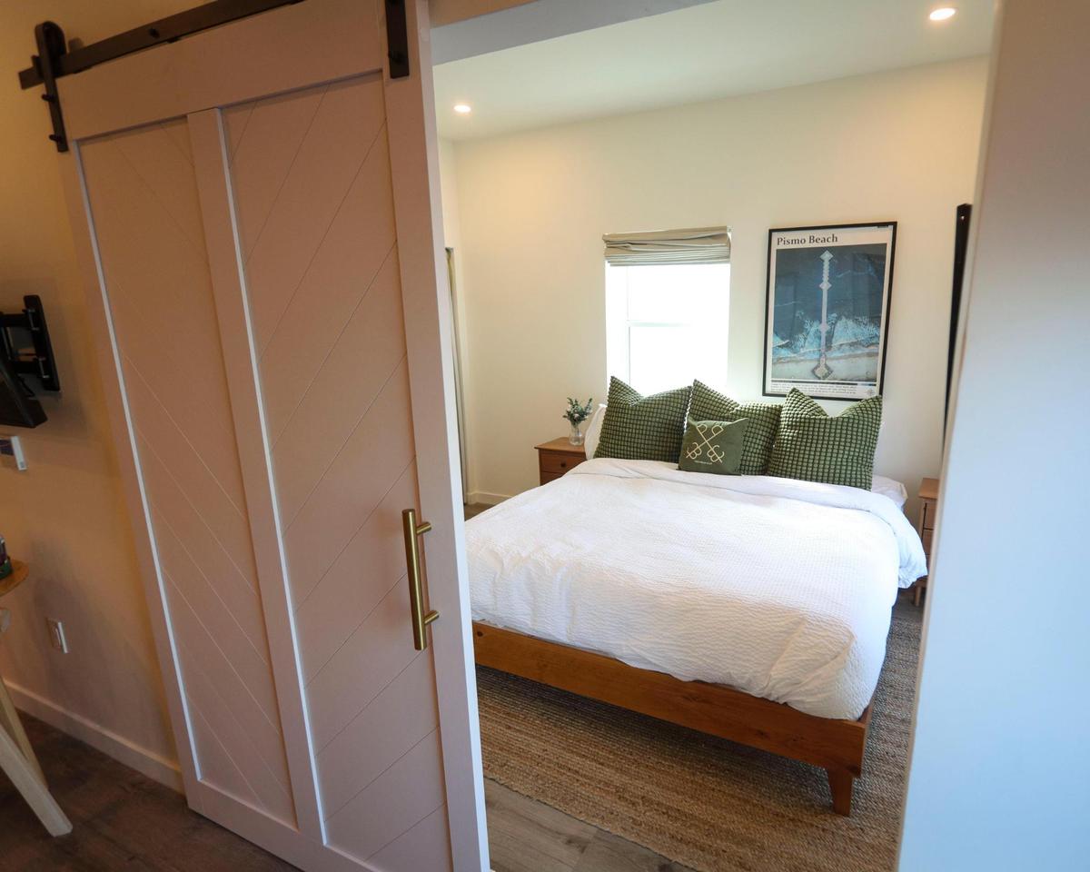 Bed in this suite can be closed off from kitchen and living area via a sliding door. Renovated and renamed, Pismo Beach Club is located on Price Street, seen here Jan. 21, 2025.