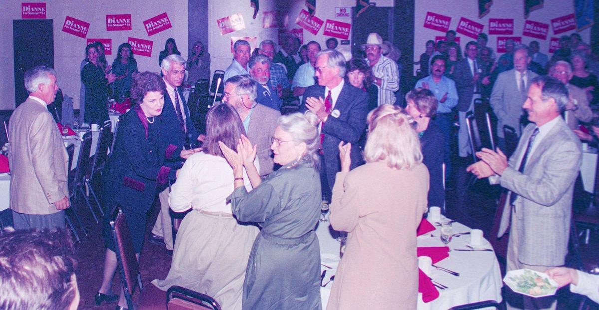 Sen. Dianne Feinstein spoke to a crowd of about 200 Democrats at a campaign luncheon Oct. 25, 1994 at Camp San Luis Obispo.