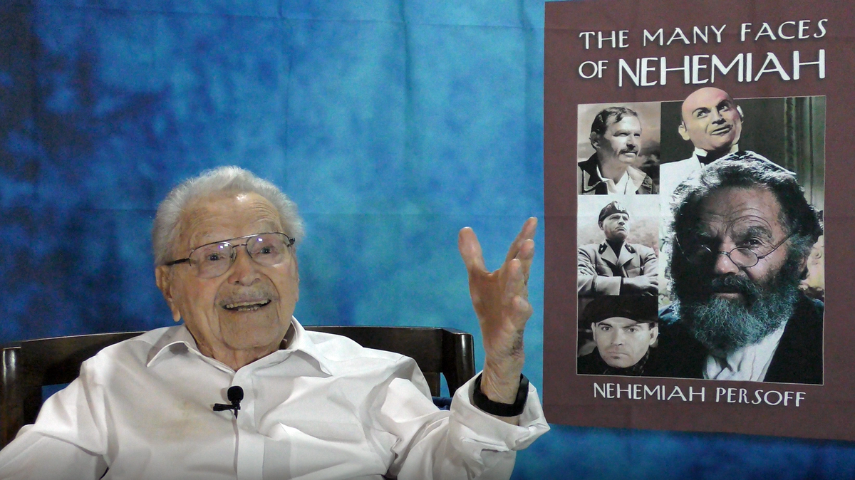 Nehemiah Persoff of Cambria, retired character actor for five decades, artist and author, responds to direction during a late August 2021 photo shoot promoting his biography, “The Many Faces of Nehemiah.”