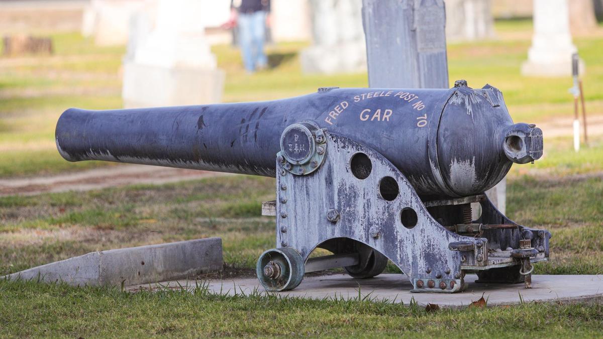 The canon at the San Luis Cemetery is marked Fred Steele Post no. 70 GAR (Grand Army of the Republic.)
