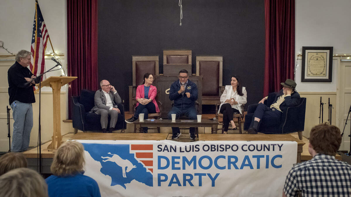 Assemblymember Gregg Hart, Assemblymember Dawn Addis, Rep. Salud Carbajal, Sen. Monique Limón and Sen. John Laird attended a town hall hosted by the San Luis Obispo County Democratic Party on June 6, 2026.