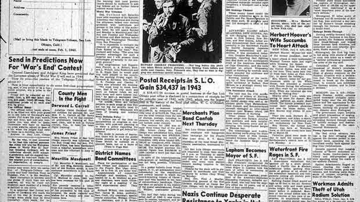Jan. 8, 1944 Telegram-Tribune end of war contest.