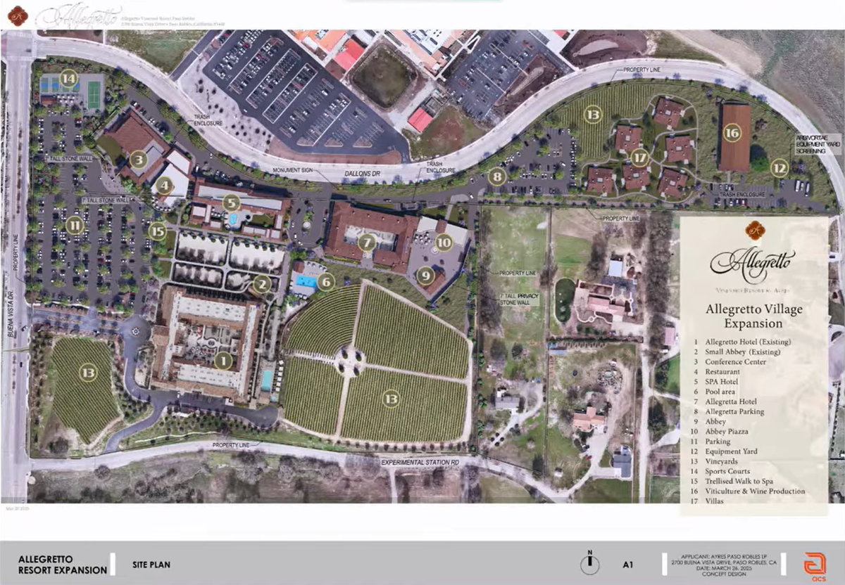 Allegretto Vineyard Resort in Paso Robles, California, is planning a massive expansion with new hotel rooms, a full-service spa, events spaces and more. The Paso Robles City Council approved the project on March 17, 2026.