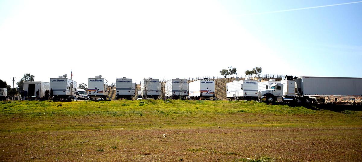 Allegretto Vineyard Resort in Paso Robles is the setting for an episode of the NBC show “This Is Us,” filming this week. Film trailers, trucks and cranes can be seen from Highway 46.