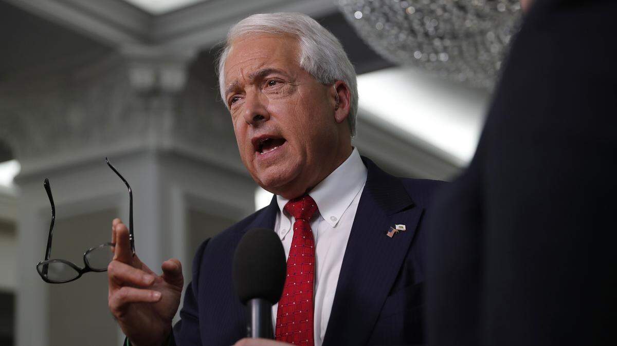 California Republican gubernatorial candidate John Cox speaks in an interview by FOX News during his California Primary election night party in San Diego on Tuesday, June 5, 2018.
