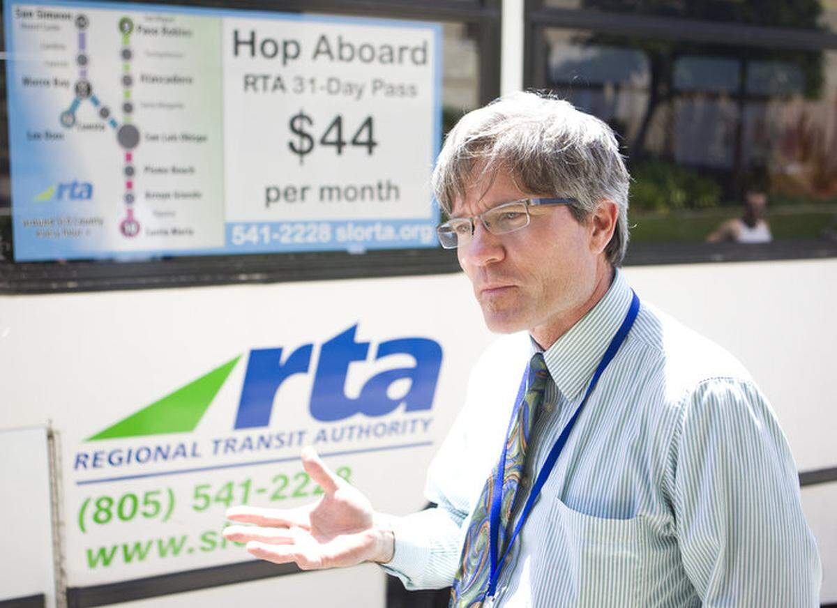 Geoff Straw, executive director of Regional Transit Authority, held “mobile office hours” aboard buses across San Luis Obispo County to hear and address riders’ concerns.