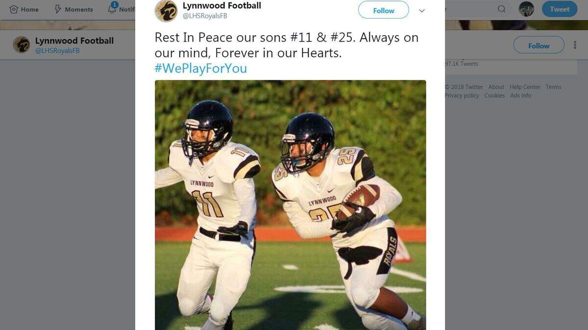 A picture of Sayon Savorn and Ryan Truong on the football field. The two were co-captains of their team at Lynnwood High School and died within days of each other this past week.
