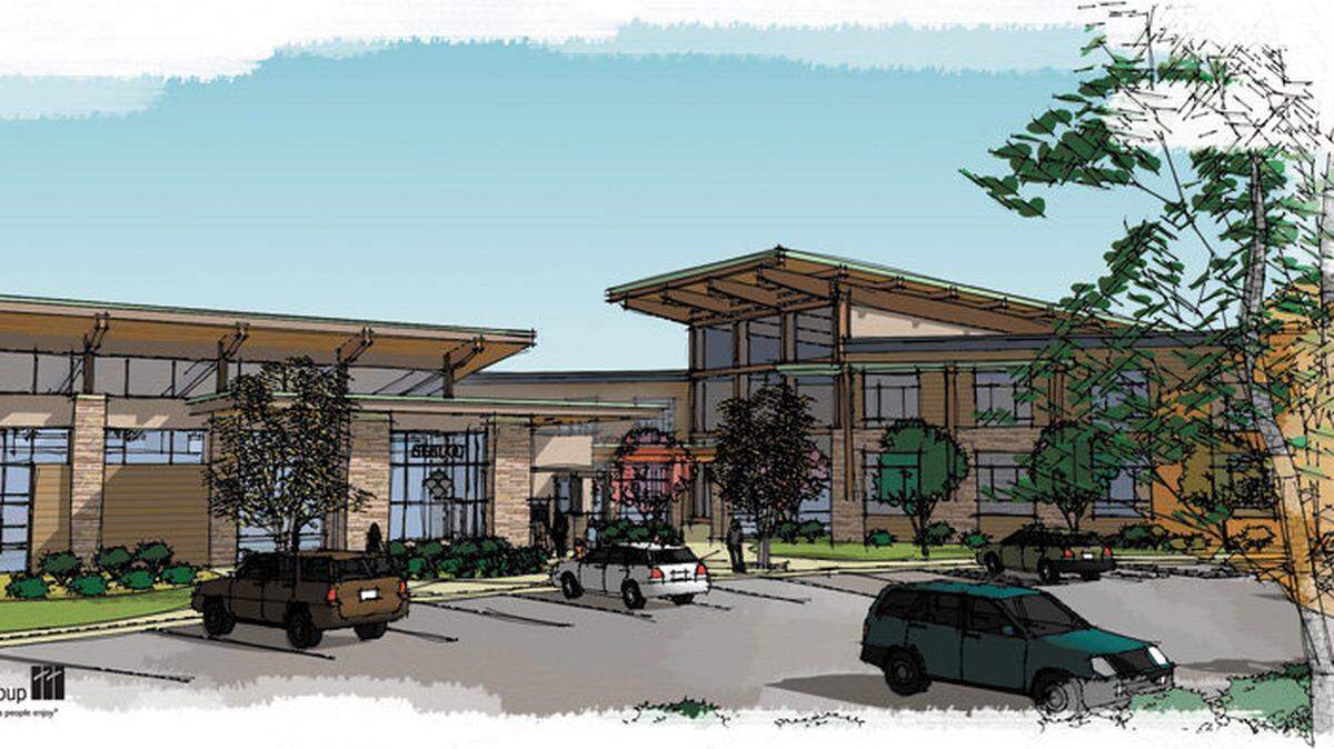 This rendering shows SESLOC Federal Credit Union's new headquarters under construction on Broad Street at Industrial Way in San Luis Obispo.