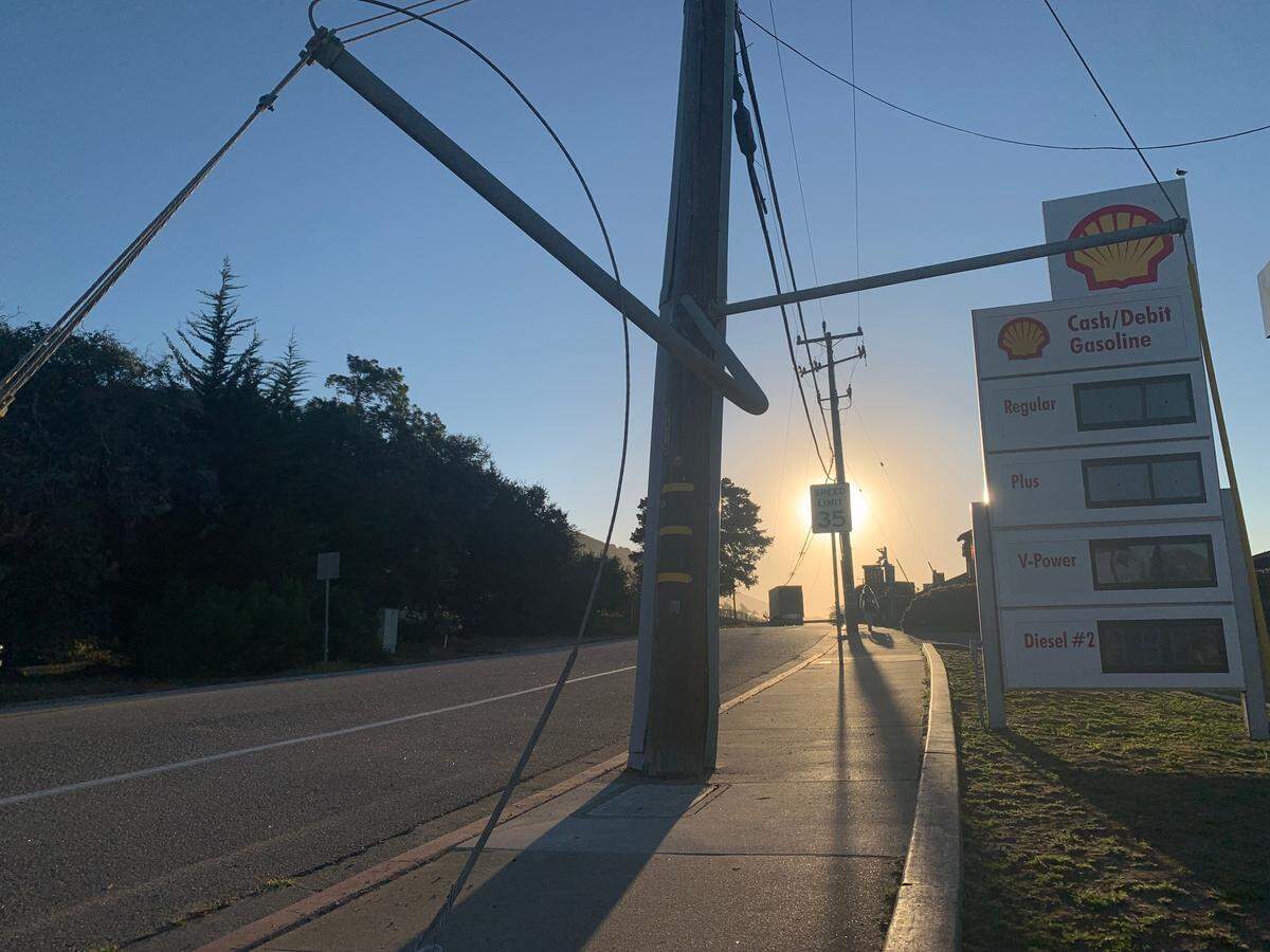 A semi-truck pulled down a power line on Shell Beach Road near Spyglass Drive on February 17, 2022.