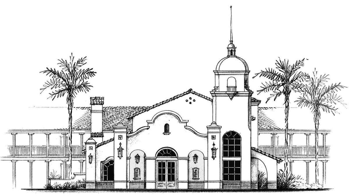 An artist's rendering of the proposed front of the Motel Inn, which the property's new owners plan to turn into a boutique hotel in San Luis Obispo.