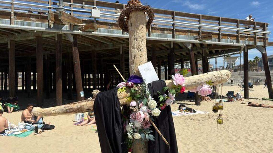 A driftwood cross is making waves at Pismo Pier. What will happen to it?
