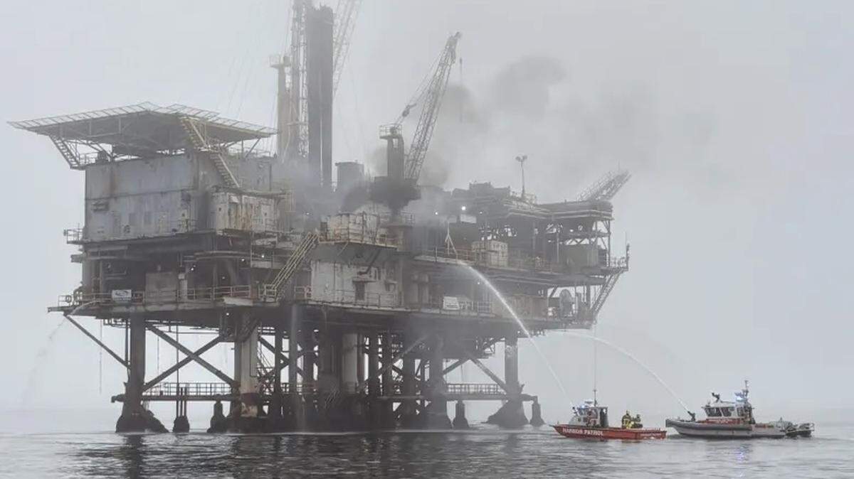Emergency crews responded Monday morning, May 11, 2026, to a fire on Platform Habitat off the coast of Summerland. Twenty-six people were evacuated from the platform.