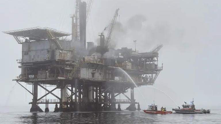 Oil platform catches fire in Santa Barbara Channel, 26 workers evacuated