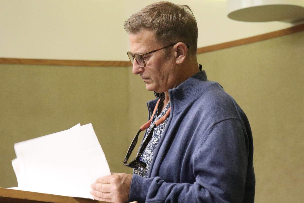 Scott O’Brien, seen here at a hearing in San Luis Obispo County Superior Court on May 4, 2026, is the owner of Scott O’Brien Fire and Safety. His former employee Robert Vasquez was sentenced for embezzling around $485,000 from the company, where he worked as chief financial officer from 2019 to 2023.