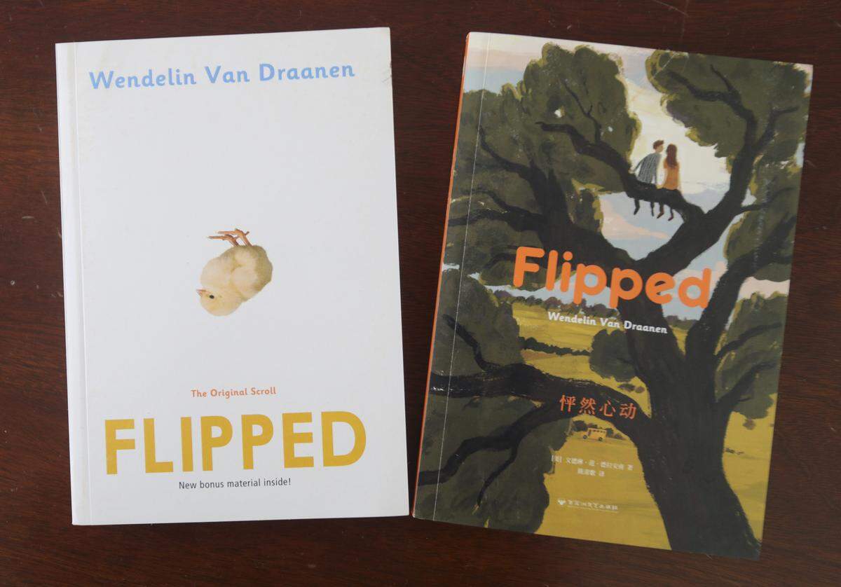 Author Wendelin Van Draanen has written primarily young adult titles the book ‘Flipped’ in the American and Chinese versions seen here on Aug. 26, 2025. The courige of the protaginist has resonated with Chinese readership and she recently returned from a trip there.