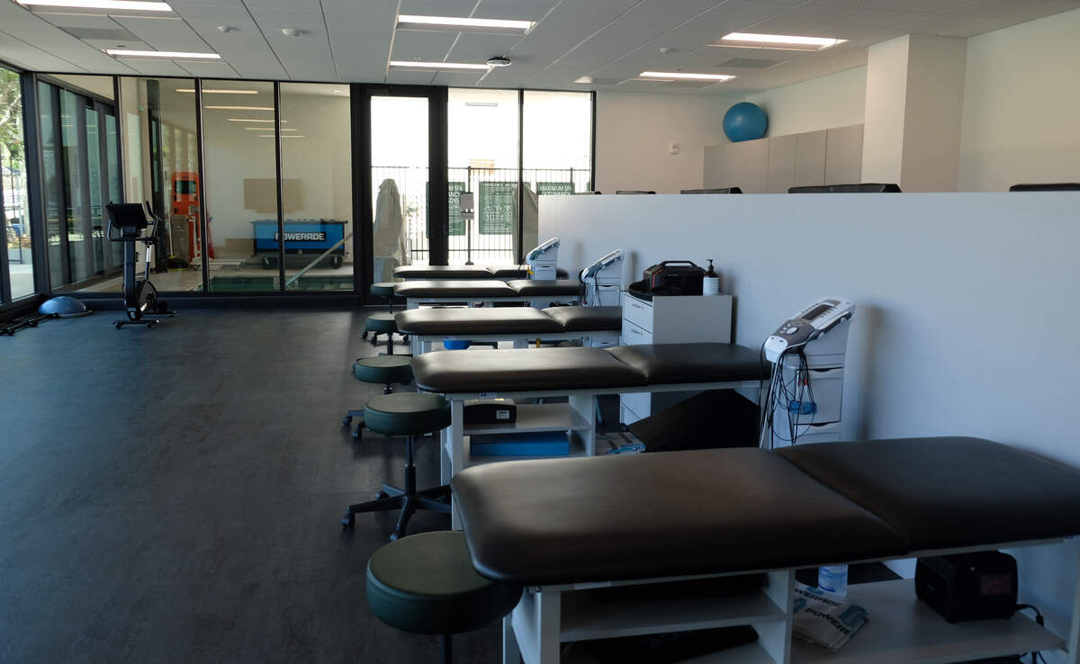 Cal Poly’s newly unveiled John Madden Football Center features a wellness area and a hydrotherapy room, seen here on June 5, 2026.