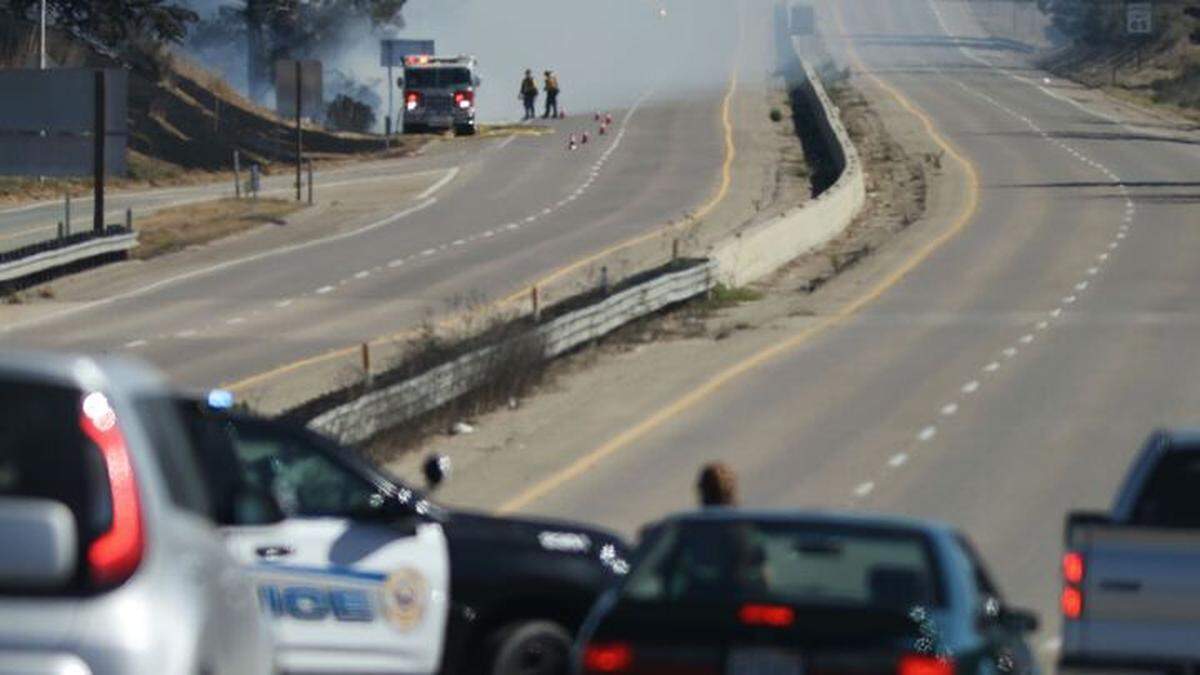 Highway 1 was closed completely on both sides from San Bernardo Creek through Morro Bay Boulevard due to smoke from a 10-acre fire near Morro Bay on Nov. 1, 2023.