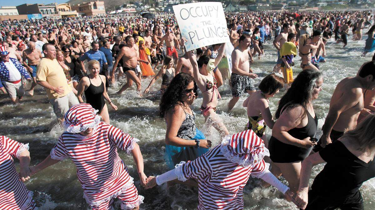 Polar Bear Dip in Cayucos on Sunday, Jan. 1. | Tribune photo by Jayson Mellom