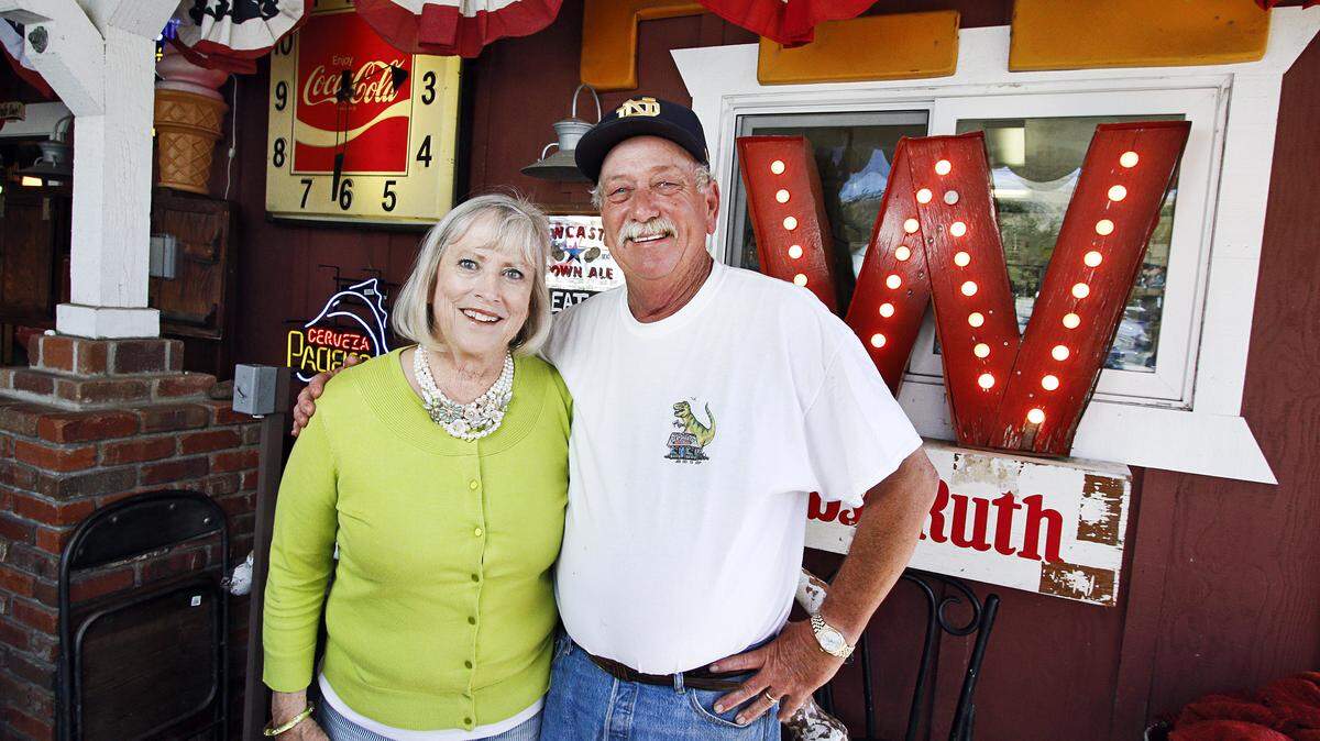 Bill Shea and his wife Carol Kramer at their restaurant, the Sea Shanty in Cayucos. The couple discovered Cayucos 32 years ago.