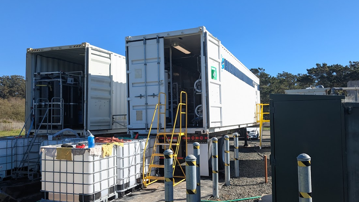 Global Water Innovations’s CEO says the firm’s pilot “zero-liquid discharge” test has produced promising results for reducing the cost of disposing of reverse-osmosis brine while also providing more drinking water into Cambria Community Services District’s primary aquifer on San Simeon Creek. The recently concluded pilot testing happened in these two 40-foot-long trailers.