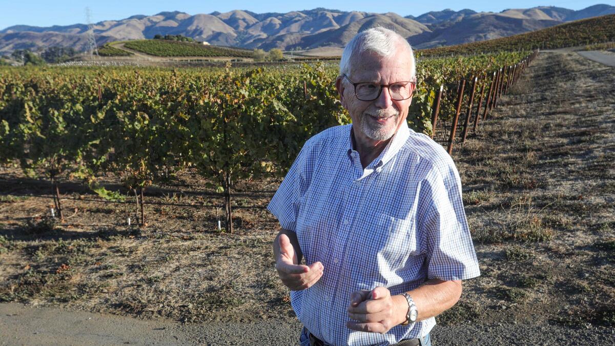 Vintner Jean-Pierre Wolff talked about the season’s grape harvest in the Edna Valley Nov. 1, 2023.