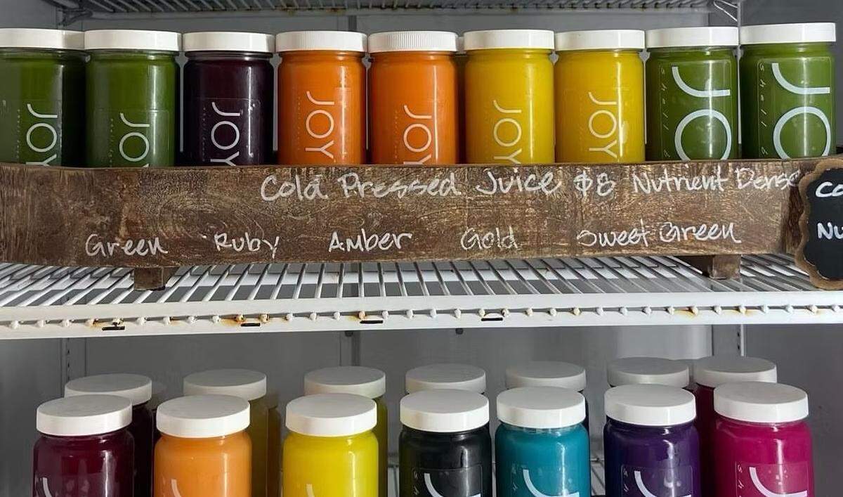 The Joy Health Bar menu contained cold pressed juice in a variety of colors. The Pismo Beach business is closing in December 2024.