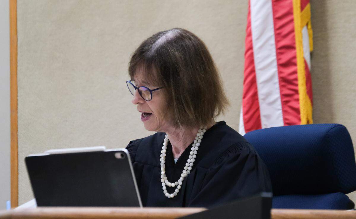 San Luis Obispo Superior Court Judge Rita Federman presides over Alexis Alejandro’s arraignment in San Luis Obispo Superior Court on Sept. 24, 2024. Alejandro is accused of breaking into a Cal Poly apartment and assaulting a female victim with the intent to rape.
