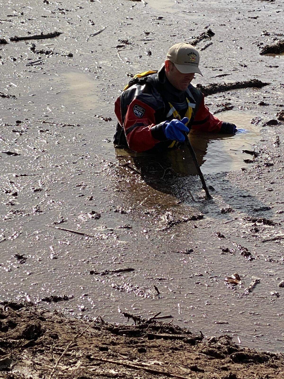 Search teams look for 5-year-old Kyle Doan, who went missing Jan. 9, 2023, near San Miguel when he was carried away by floodwaters. Doan has not been found after three days of searching.