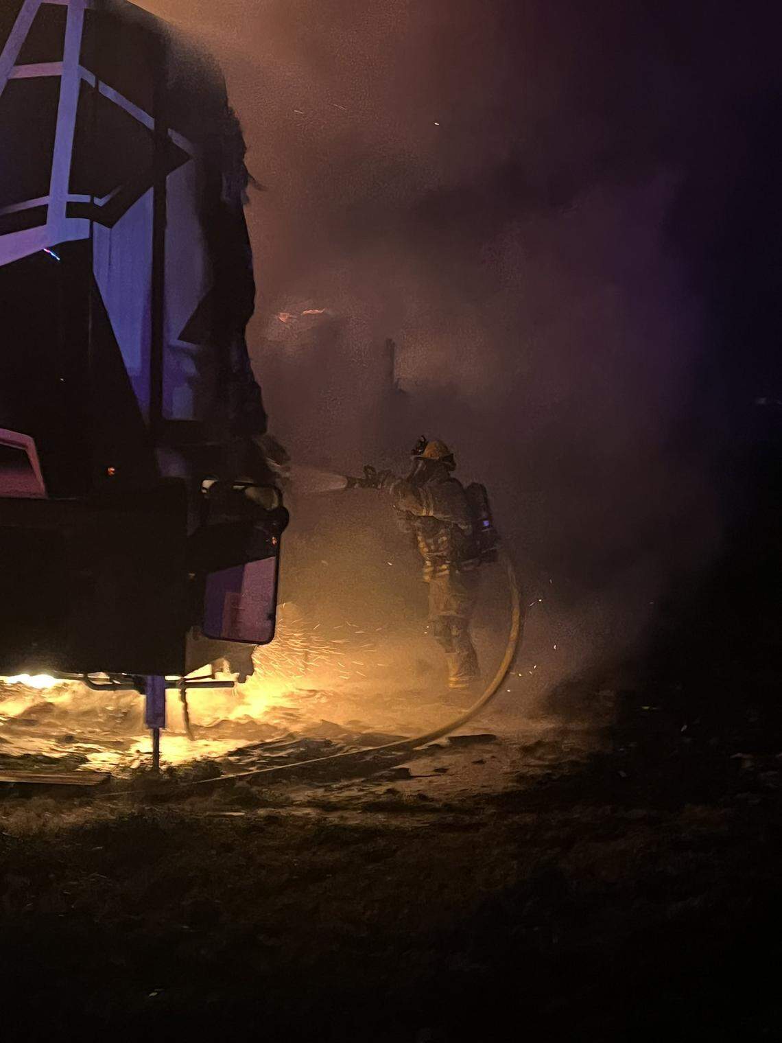 Firefighters respond to an RV fire in Paso Robles on March 4, 2026.