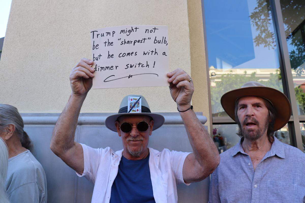 Thousands of people attended the No Kings rally in downtown San Luis Obispo to protest the Trump administration and support Prop. 50 on Oct. 18, 2025.