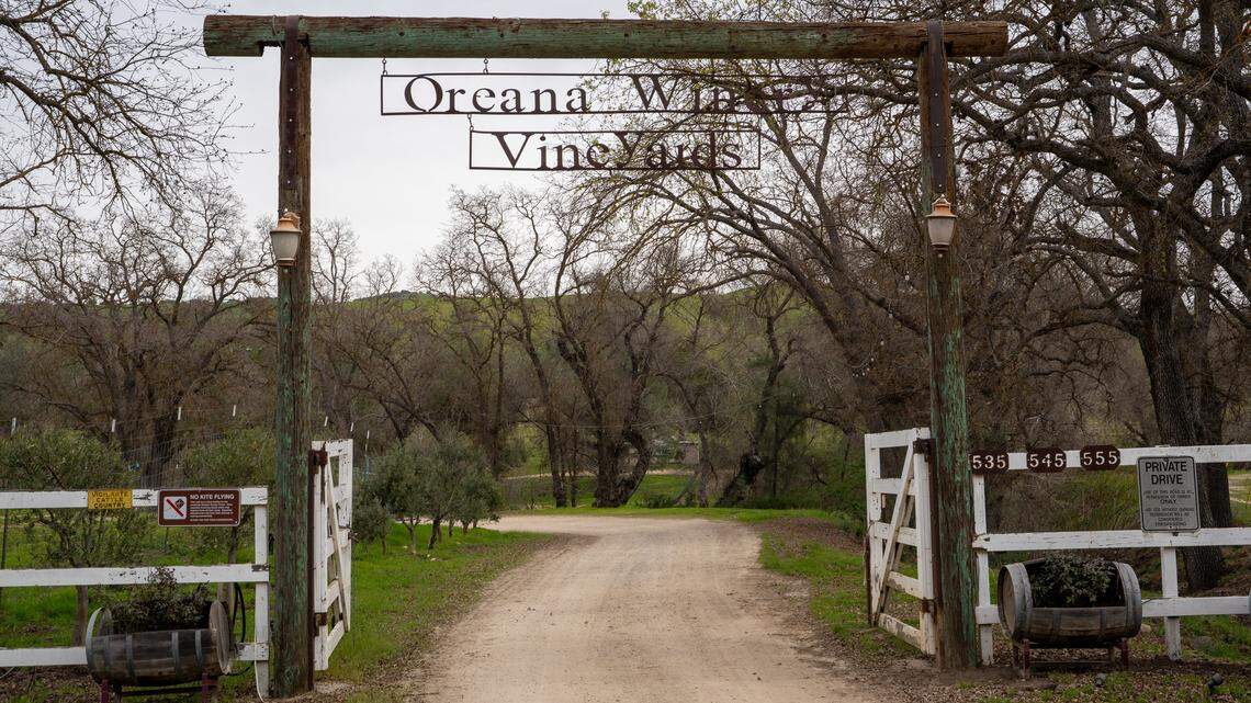 Creston Manor, a 577-acre property on Calf Canyon Road, is up for sale for around $7 million, pictured here Monday, Feb. 9, 2026. The property was once owned by "Jeopardy!" host Alex Trebek and includes 22 acres of vineyard vines, farm land and several residences.