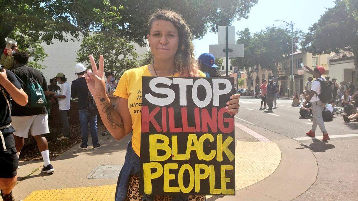 Kayla Castile at a Black Lives Matter protest march in San Luis Obispo on June 3, 2020.
