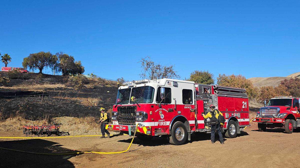 A 2.7-acre vegetation fire threatening one structure broke out near San Luis Obispo on Nov. 21, 2024.